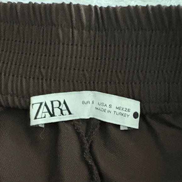 Zara Dark Brown Stretch Waist Pants - Picture 2 of 3
